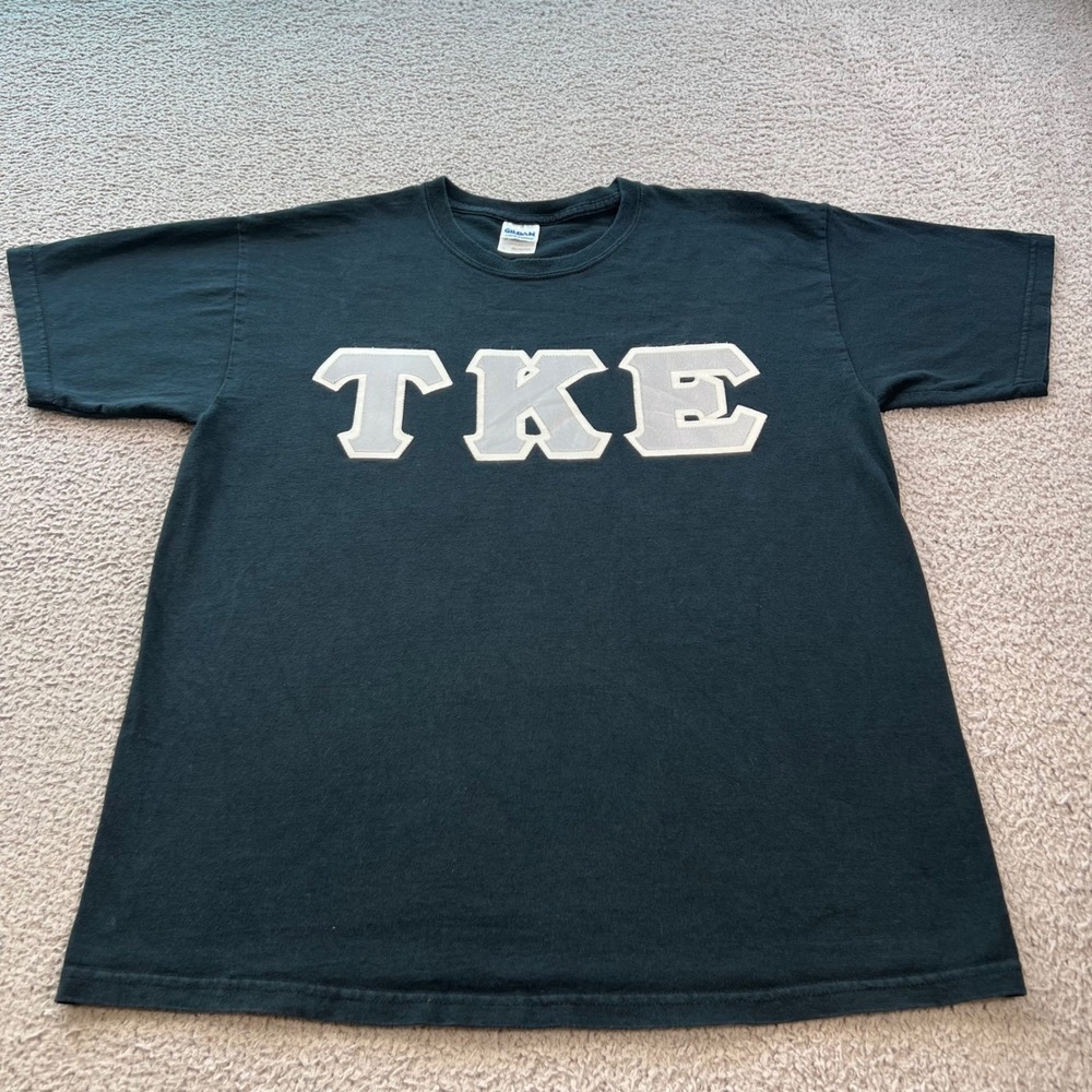 Mens Tau Kappa Epsilon TKE Fraternity Tackle Twill T-Shirt Black Large Sorority